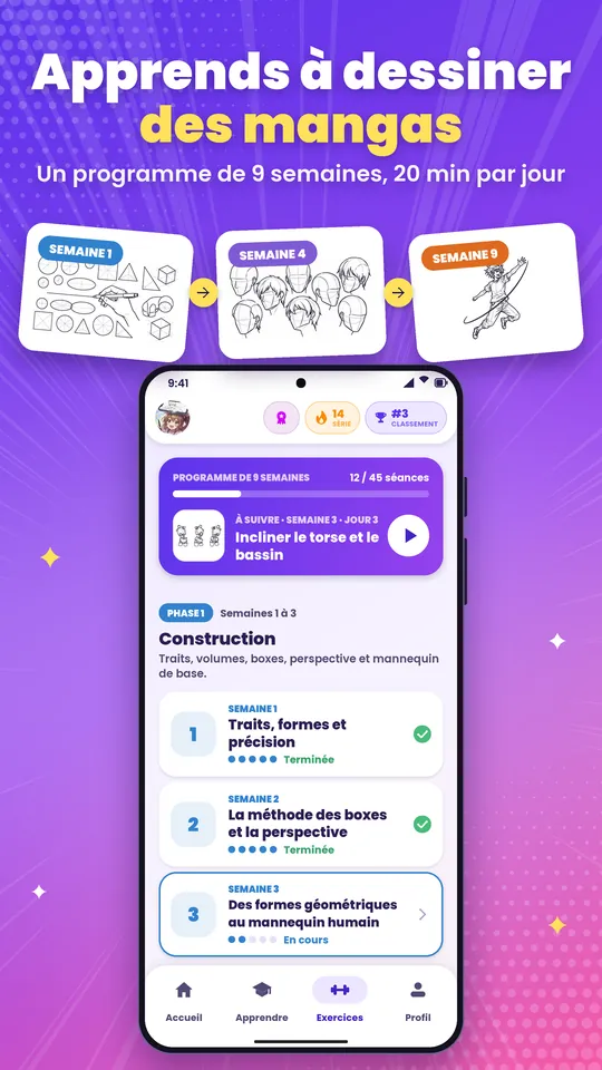 Apprends à dessiner des mangas : un programme de 9 semaines, 20 min par jour