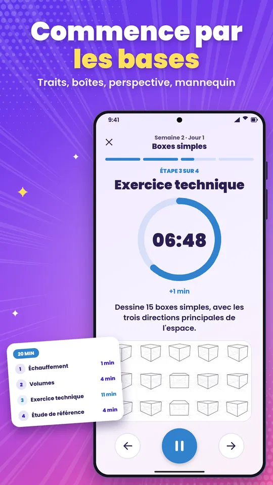 Commence par les bases : traits, boîtes, perspective, mannequin